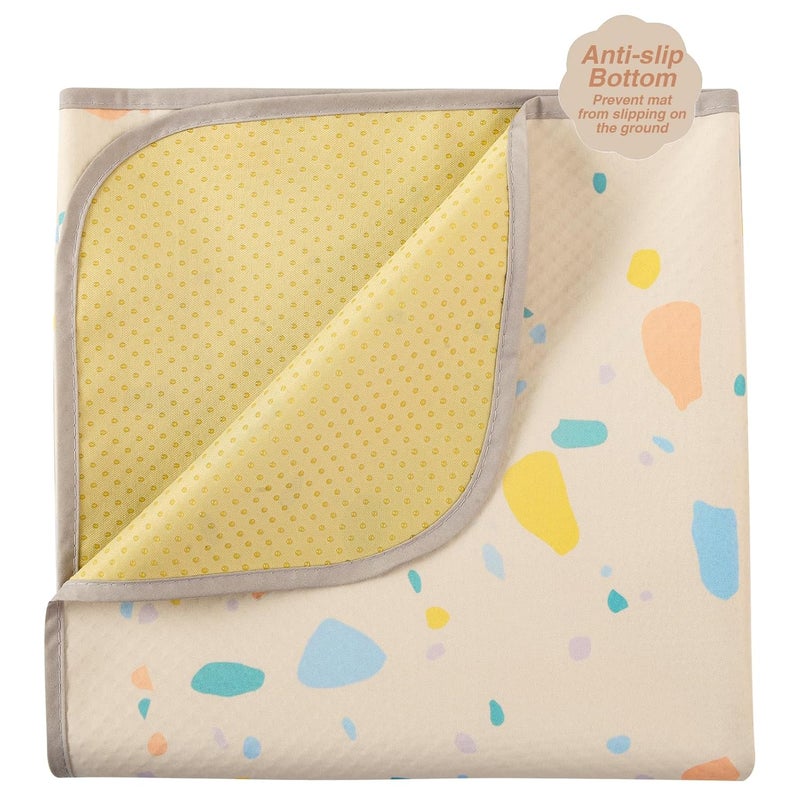 CLCROBD Splat Mat for Under High Chair/Arts/Crafts by , 51" Baby Anti-Slip Food Splash and Spill Mat for Eating Mess, Waterproof Floor Protector and Table Cloth (Beige) - Image 2